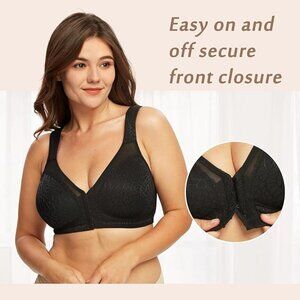 38DDD Full Figure Posture Bra - Wirefree Front Closure - Jacquard Back Support